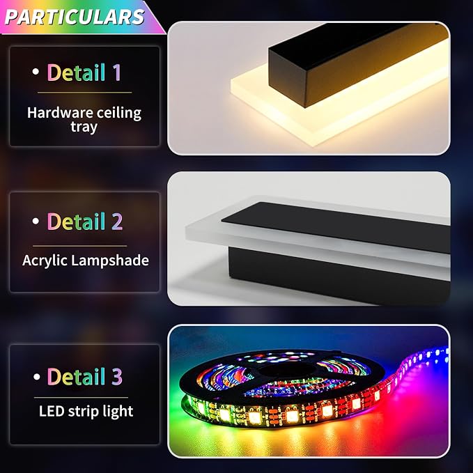 39inch Modern Long Wall lights Outdoor, 10 Colour Variations Dimmable Wall Mount Lights Fixtures, IP65 Waterproof 3000K-6000K Multicolor LED Exterior Wall Sconce for House, Yard, Patio, Porch