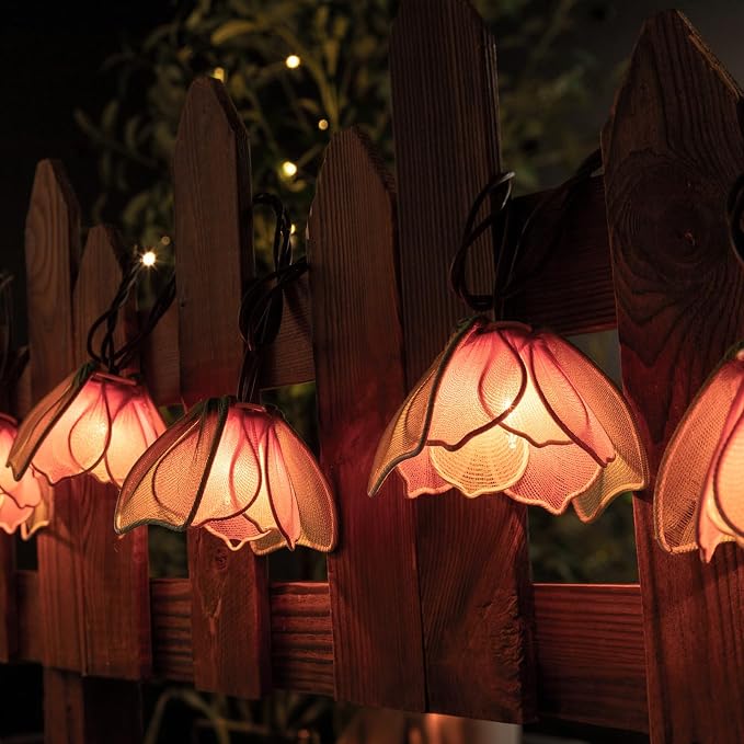 Decorative String Lights Plug in with 10 Bulbs, Flower Garland Fairy Lights Connectable Weatherproof Outdoor Indoor for Wedding Garden Pergola Bedroom Porch Floral Home Decor (Multicolor)