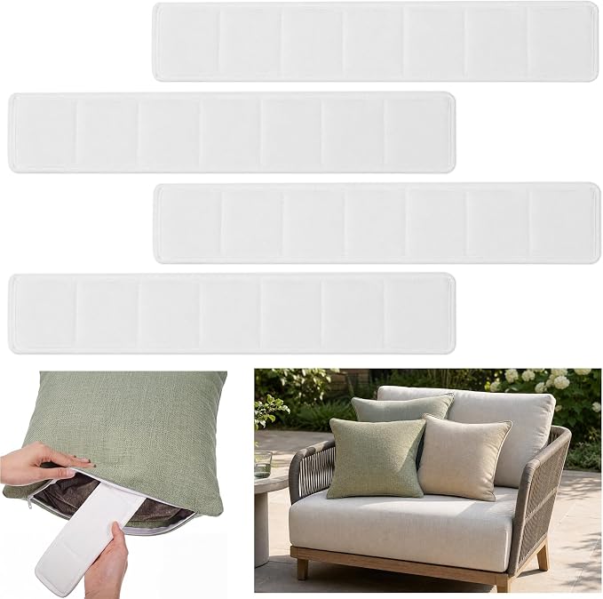 Novabright 4 Pcs Weighted Inserts Strip for Outdoor Pillows Wind Resistant Hidden Weighted Inserts Keep Pillows from Blowing Away Easy to Install Remove for Patio Deck Yacht Balcony Rooftop 17" x 3"