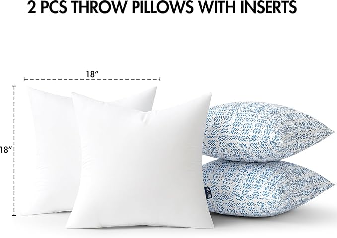 MIULEE Outdoor Lumbar Pillows with Inserts Set of 2 12x20 Inch White | Patio Waterproof Fade Resistant Fluffy Throw Pillows Decorative Garden Natural Accent Leaves Cushion for Home Sofa Decor