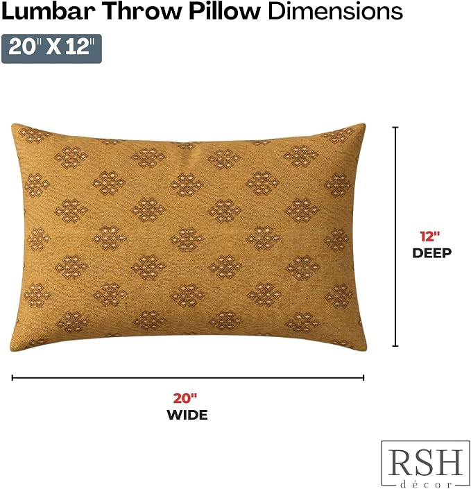 RSH DECOR: Sunbrella Lumbar Throw Pillows Set of 4 | 20" x 12" | Water and Fade-Resistant Performance Fabric | Outdoor Pillow Covers with Down-Alternative Inserts | Made in USA (Trinket Teak)