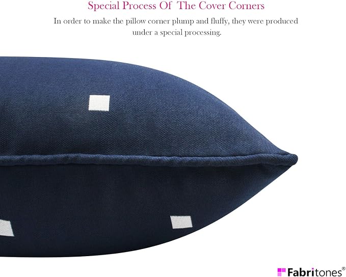 Pack of 2 Outdoor Waterproof Decorative Lumbar Pillows Covers for Patio Furniture, 20x12 Inch Fade Resistant Patio Garden Lumbar Cushion Covers for Couch Bed Sofa, Polka Dot Navy