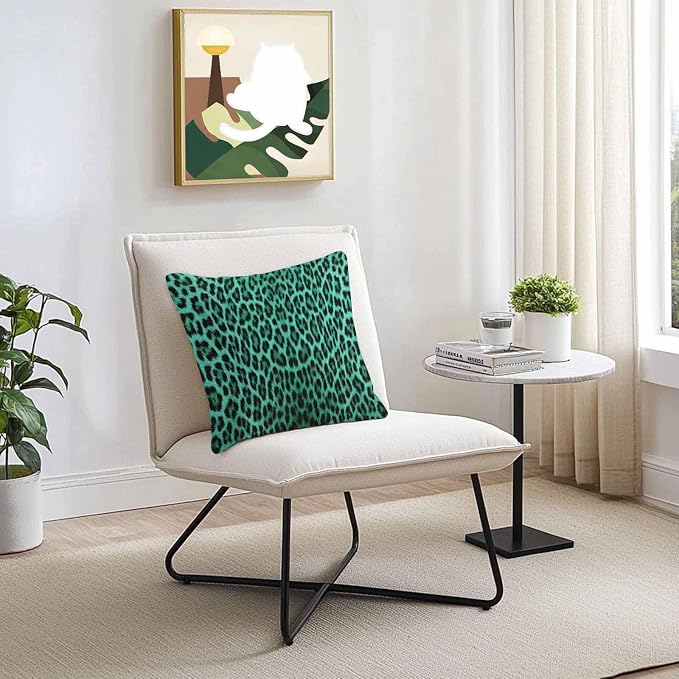 Vandarllin Outdoor Throw Pillows Covers 20x20 inch Set of 2 Waterproof Green Leopard Print Decorative Zippered Cushion Covers for Patio Furniture, Retro Animal Fur Pattern Lumbar Pillowcases