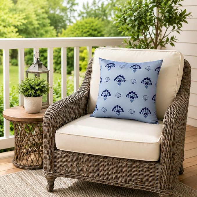 Outdoor Pillows Waterproof 18×18 Inch Decorative Throw Pillows with Inserts | Set of 2 Fade Resistant Patio Pillows for Porch Garden Couch and Patio Furniture