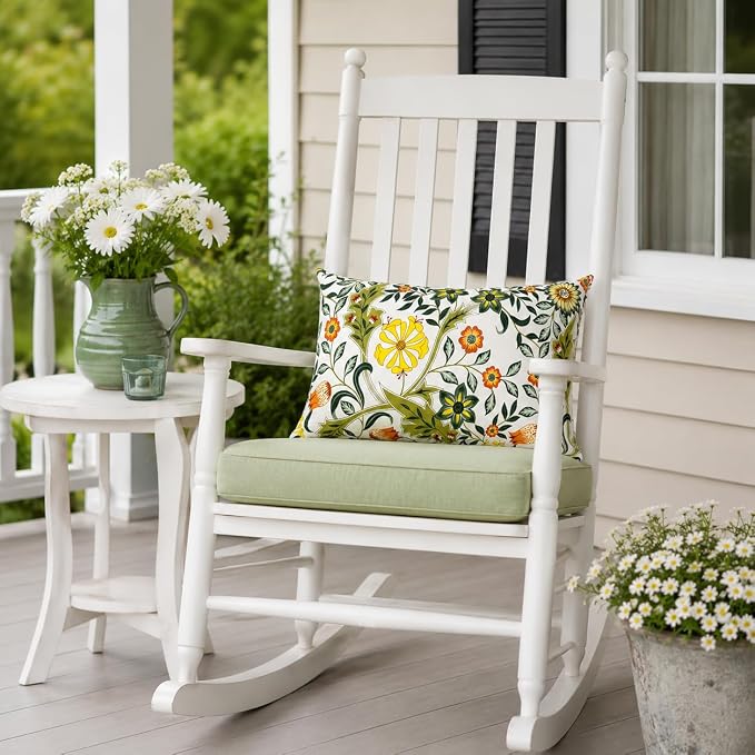 Outdoor Lumbar Pillows 12"x20" Waterproof Patio Pillows with Inserts | Set of 2 Fade Resistant Outdoor Waterproof Lumbar Pillow Decorative Garden Lumbar Cushions for Home Patio Terrace Sofa