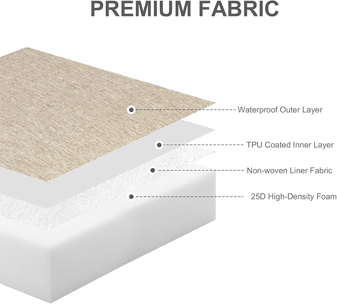 Aoodor Patio Chair Cushions Set of 2, 24 x 24 x 4 Inch Water Resistant Outdoor Seat Cushions with Handle and Ties, Square Corner Cushions for Patio Furniture Garden Lawn, Brown