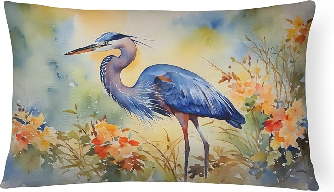Caroline's Treasures DAC2846PW1216 Blue Heron Throw Pillow Machine Washable, Indoor Outdoor Decorative Pillow for Couch, Bed or Patio, 12HX16W