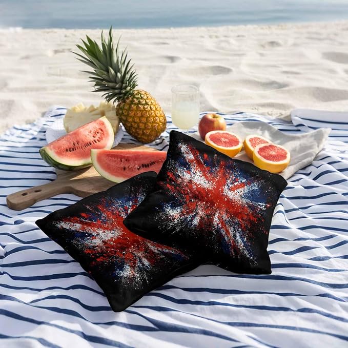 4th of July Outdoor Throw Pillows Covers 18x18 inch Set of 2 Waterproof British Flag Decorative Zippered Cushion Covers for Patio Furniture, Retro National Flag Independence Day Lumbar Pillowcases