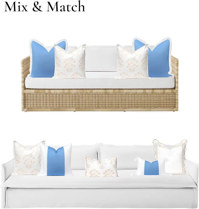 Hofdeco Premium Coastal Hampton Patio Indoor Outdoor Throw Pillow Cover Only, 20"x20" Water Repellent for Backyard, Couch, Poolside, Neutral Tan Print Floral