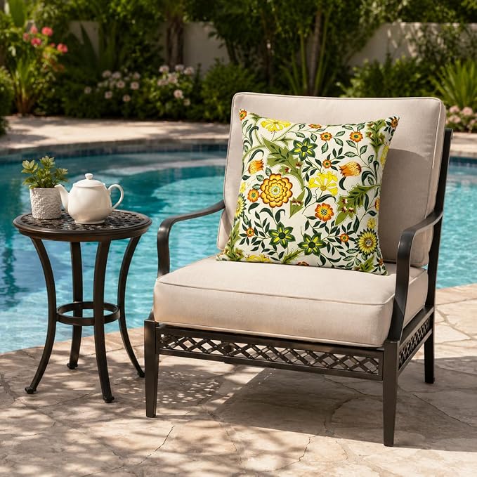 Outdoor/Indoor Decorative Throw Pillows 18×18 Inch | Pack of 2 Waterproof Decorative Throw Pillows with Inserts, Square Pillows for Bed, Couch, Sofa and Patio Furniture