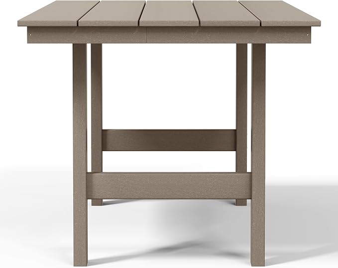 WestinTrends Ashore Outdoor Modern HDPE 66" Wide Rectangle Patio Dining Table for 6, Weathered Wood