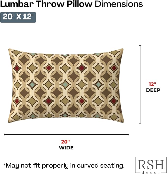 RSH DECOR: Sunbrella Lumbar Throw Pillows Set of 2 | 20" x 12" | Water and Fade-Resistant Performance Fabric | Outdoor Pillow Covers with Down-Alternative Inserts | Made in USA (Tango Mink)