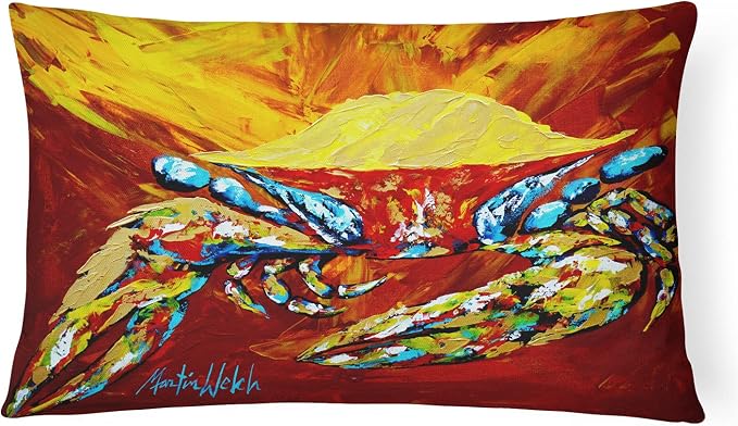 Caroline's Treasures MW1113PW1216 Crab Buster Brown Canvas Fabric Decorative Pillow Machine Washable, Indoor Outdoor Decorative Pillow for Couch, Bed or Patio, 12HX16W