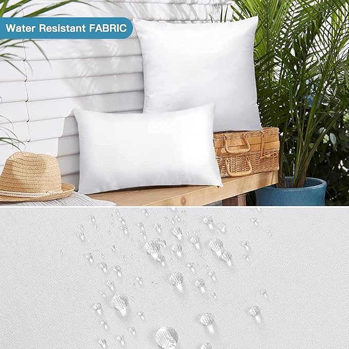 OTOSTAR Premium Outdoor Waterproof Throw Pillow Inserts 20 x 20 Inches Water Resistant Pillow Inserts Square Decorative Pillows for Couch Sham Cushion Stuffer Garden Furniture Patio Bench,Pack of 2