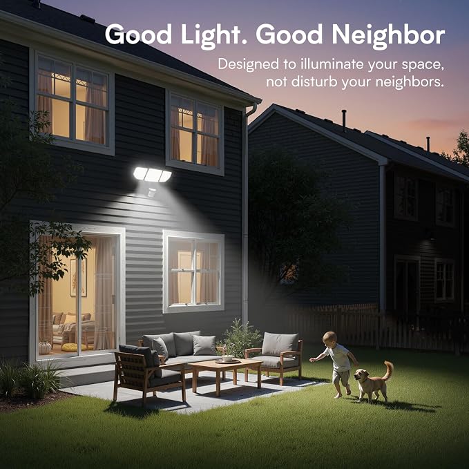 65W Flood Lights Outdoor Motion Sensor with Night Light, 6500K | 6500LM, Hardwired, IP65 Waterproof, Dusk to Dawn Photocell, Daylight for Garage, Yard, Outside, 3 Lighting Modes