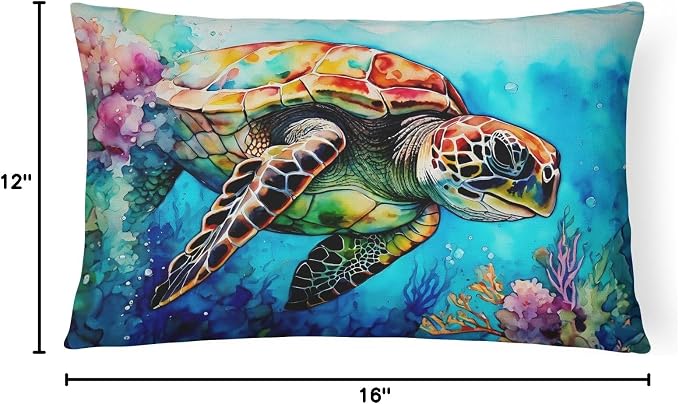 Caroline's Treasures DAC2809PW1216 Loggerhead Sea Turtle Throw Pillow Machine Washable, Indoor Outdoor Decorative Pillow for Couch, Bed or Patio, 12HX16W