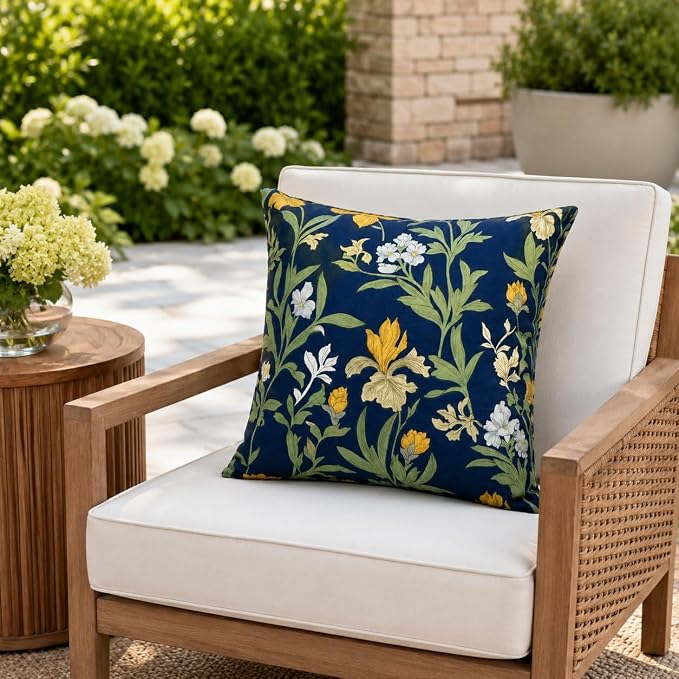 Outdoor Throw Pillows 18×18 Inch Pack of 2 Waterproof Decorative Patio Pillows with Inserts, Square Pillows for Garden Couch Sofa and Patio Furniture