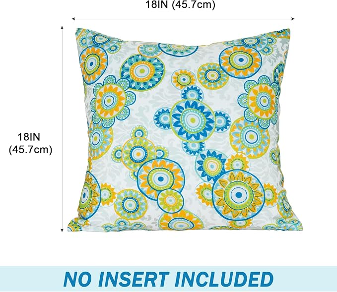 Eternal Beauty 18X18'' Set of 2 Waterproof Outdoor Pillow Covers for Spring Summer Patio Throw Pillows, Boho Floral, 18X18 inches