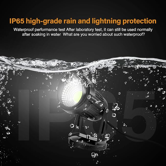 Landscape Lights - 5W 110V Outdoor Spotlight - Waterproof IP65-3000K Cool White LED Landscape Lights - 5ft Cable for Yard Garden Patio Driveway House (Include Spike) (4 Pack)