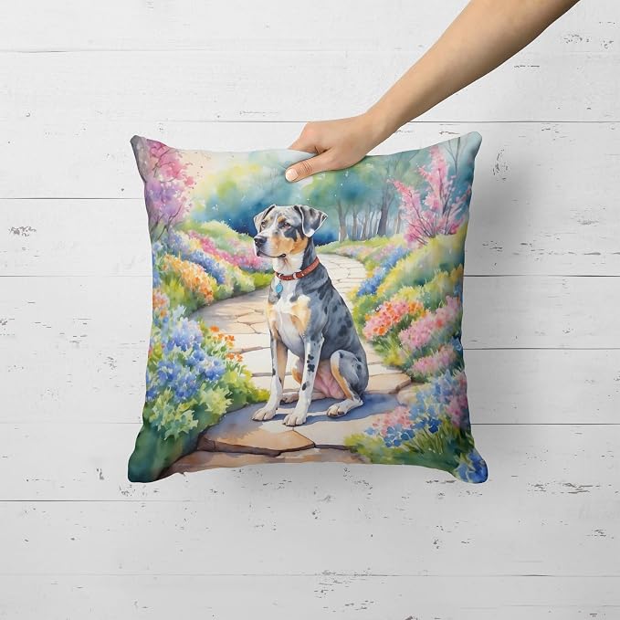 Caroline's Treasures Catahoula Spring Path Throw Pillow Machine Washable, Indoor Outdoor Decorative Pillow for Couch, Bed or Patio, 18Hx18W