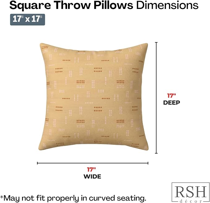 RSH DECOR: Sunbrella Square Throw Pillows Set of 4 | 17" x 17" | Water and Fade-Resistant Performance Fabric | Outdoor Pillow Covers with Down-Alternative Inserts | Made in USA (Jot Dot Sunshine)