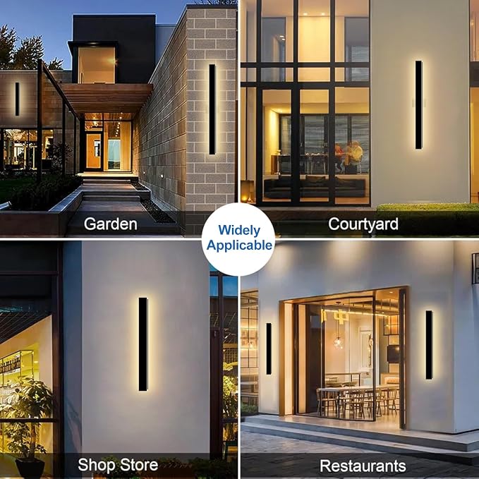 Modern Outdoor Wall Light, 39.4 Inch Linear Outdoor Sconce Lights | Long Outdoor Light Fixtures Wall Mount 3000K LED Exterior Sconce IP65 Waterproof Black Outside Porch Lights for House Garage