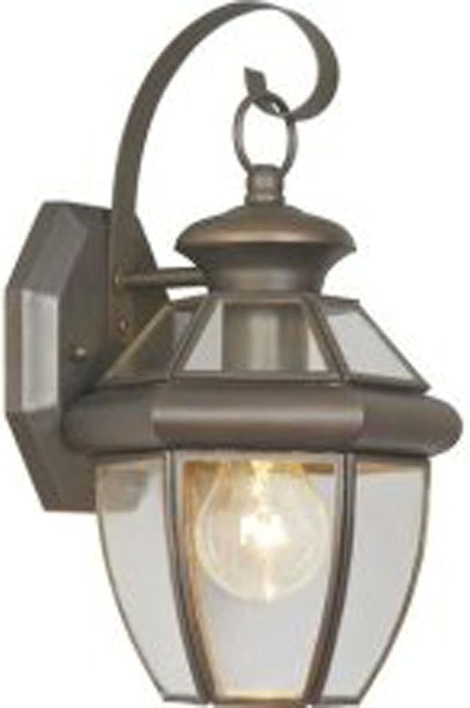 Livex Lighting 2051-07 Monterey 1 Light Outdoor Bronze Finish Solid Brass Wall Lantern with Clear Beveled Glass | Clear Beveled Glass; Solid brass construction