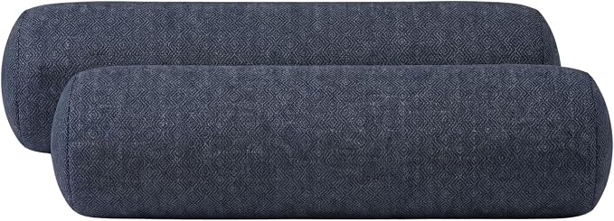 RSH DECOR: Sunbrella Neck Roll Pillows Set of 2 | 20” x 6” | Outdoor Bolster for Patio, Deck, Porch, or Poolside Furniture | Water & Fade-Resistant | Made in USA (Sancy Denim)