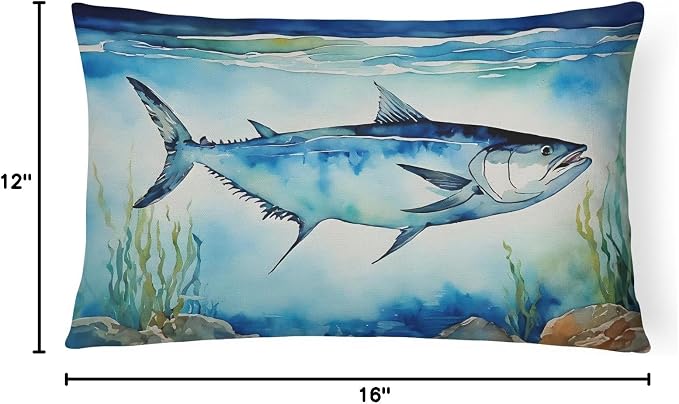 Caroline's Treasures DAC2771PW1216 Bluefin Tuna Throw Pillow Machine Washable, Indoor Outdoor Decorative Pillow for Couch, Bed or Patio, 12HX16W