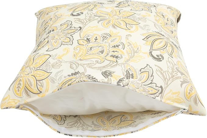Outdoor Throw Pillows Water Resistant 18x18 inch,Decorative Throw Pillow with Insert Set of 2,Hidden Zipper Headrests for Patio Furniture Sofa Couch Chair(Yellow Flower)