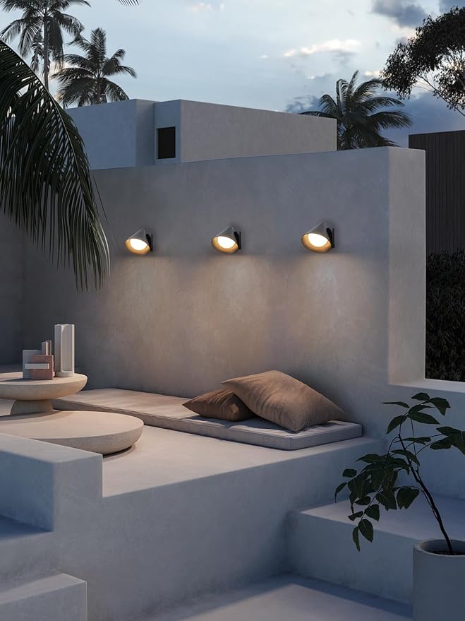 Outdoor LED Wall Lights Set of 2, 6W 3000K Modern Black Porch Wall Sconces for House, Exterior Patio Lighting Fixtures Wall Mount for Garage, Garden, Yard