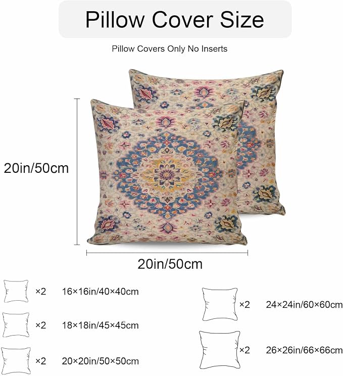 Boho Southwest Waterproof Outdoor Pillow Covers Set of 2 Home Decor, Vintage Country Ethnic Nation Motifs Pillowcase Patio Pillow Covers for Couch Bench Furniture Garden 16x16in