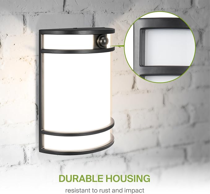 ASD 10 Inch Motion Sensor LED Outdoor Sconce Lights - 15W 120-277V 3000K 4000K 5000K Black Exterior Lighting Fixtures, Exterior Lights for House, Modern Patio Wall Light Fixture ETL