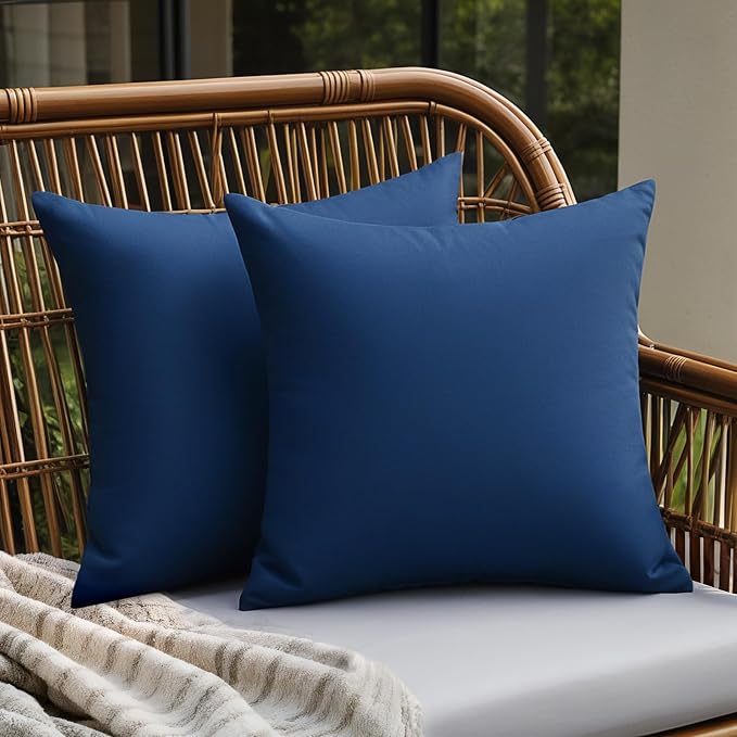 Premillow Outdoor Pillow Covers, Waterproof Pillow Covers, 18x18, Set of 2 | Decorative Waterproof Pillow Covers, Solid Linen Pillowcase,Summer Farmhouse Cushion Case for Patio Garden Balcony Couch Sofa