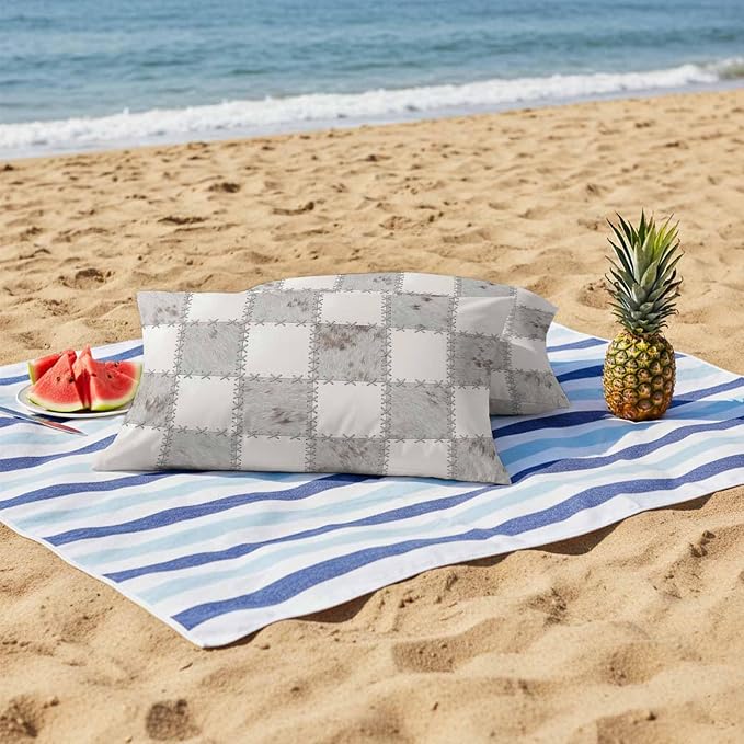 Cream Gray Checkered Outdoor Pillow Covers 20x12 Inch Lumbar Pillow Covers Set of 2 Waterproof Decorative Throw Pillow Cases Modern Farmhouse Plaid Fur Texture Cushion Covers for Patio Furniture