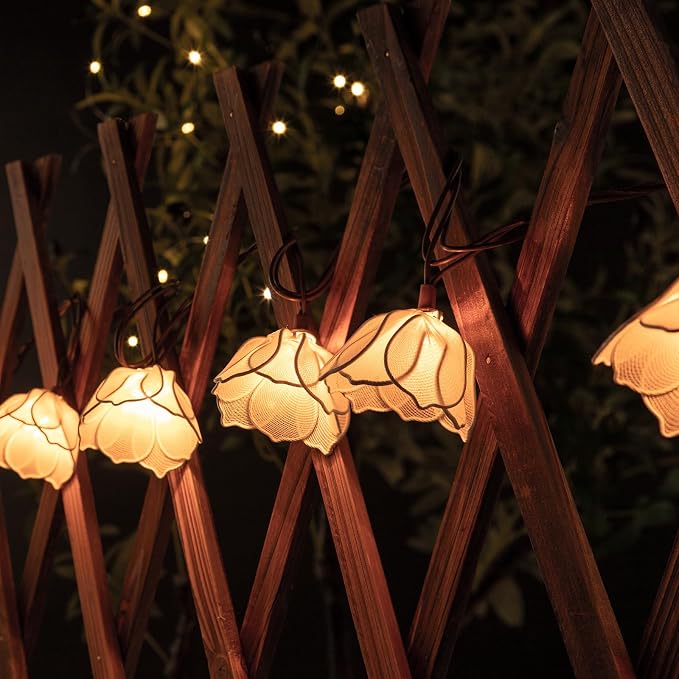 Decorative String Lights Plug in with 10 Bulbs, Flower Garland Fairy Lights Connectable Weatherproof Outdoor Indoor for Wedding Garden Pergola Bedroom Porch Floral Home Decor (White)