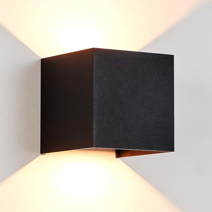 Aluminum 40W 3000K Cube Square Indoor Outdoor IP65 Waterproof Wall Lights Black Modern Wall Sconce LED Lighting Fixture Black 40W Larger Outside for Patio House