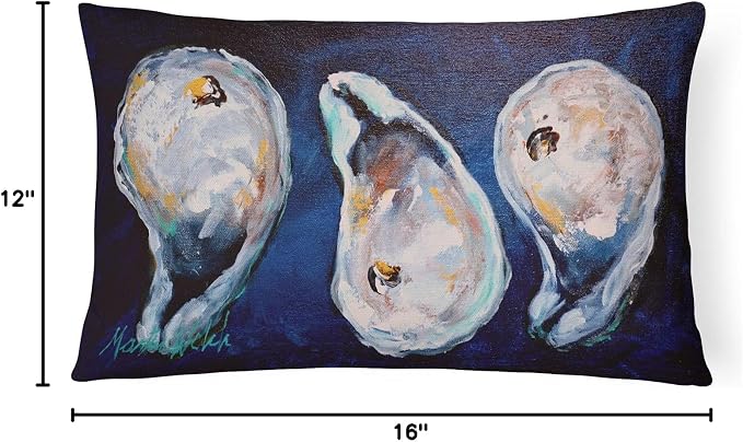 Caroline's Treasures MW1112PW1216 Oysters Give Me More Canvas Fabric Decorative Pillow Machine Washable, Indoor Outdoor Decorative Pillow for Couch, Bed or Patio, 12HX16W