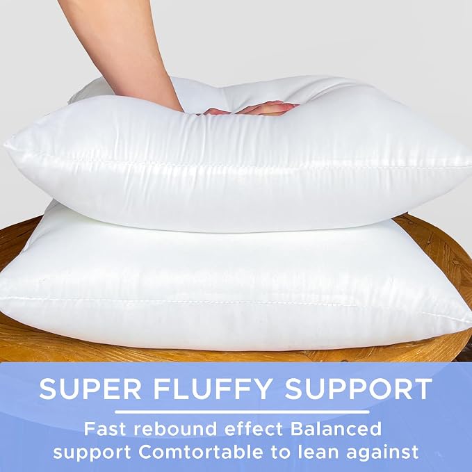 4 Pack Pillow Inserts Waterproof Outdoor 18x18 inch White | Waterproof protection.Hypoallergenic & washable. Stays plump and supportive.Ideal for indoor/outdoor use on couch or patio.