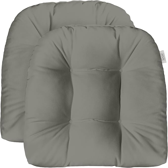 RSH DECOR: Sunbrella Tufted Wicker U-Shape Cushions Set of 2 | 19” x 19” | Water and Fade-Resistant Performance Fabric | Outdoor Seat Cushions for Patio Furniture | Canvas Charcoal