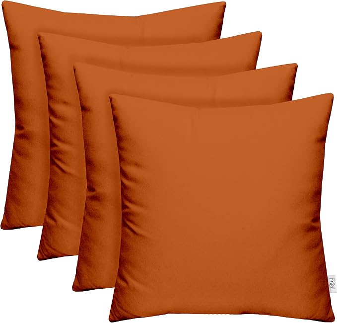 RSH DECOR: Sunbrella Square Throw Pillows Set of 4 | 17" x 17" | Water and Fade-Resistant Performance Fabric | Outdoor Pillow Covers with Down-Alternative Inserts | Canvas Tuscan