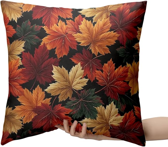Autumn Maple Leaf Throw Pillow Covers Fall Leaves Pillow Covers 20x20 Set of 2 Thanksgiving Pillow Cases Harvest Farmhouse Cushion Cases for Home Farmhouse Patio Porch Garden