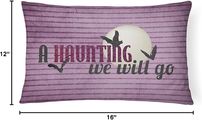 Caroline's Treasures SB3015PW1216 A Haunting we Will go Halloween Canvas Fabric Decorative Pillow 100% Machine Washable Pillow, Indoor or Outdoor Decorative Throw Pillow for Couch, Bed or Patio