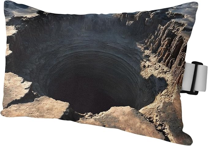 Outdoor Lumbar Pillow Set of 1, Ground Fissure Waterproof Beach Headrest Pillow with Inserts, Brown Crater Dramatic Recliner Throw Pillows for Patio Furniture, 11 x 16