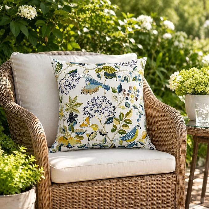 Outdoor Pillows 18"x18" Waterproof Decorative Pillows with Inserts | Set of 2 Fade Resistant Patio Throw Pillows for Porch Garden Couch and Patio Furniture