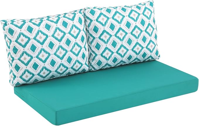 Outdoor Loveseat Cushions for Patio Furniture, Waterproof Cushion | Couch Hampton Bay Deep Seat Cushion Replacement Set 46" x 26", Patio Love Seat Sofa Cushions for Porch Garden Chair, Blue