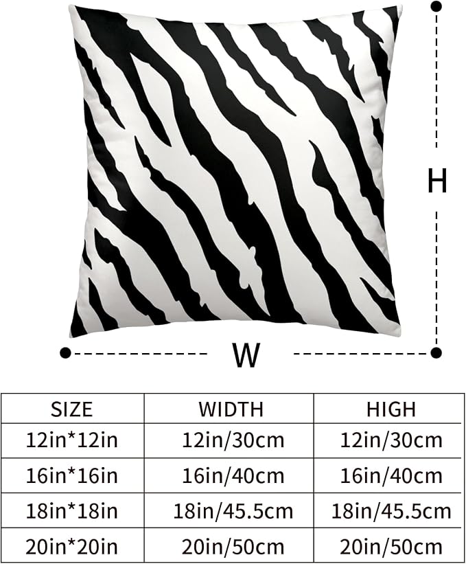 Zebra Stripes Pillowcase 20x20 Set of 2 Black and White Animal Print Stripe Throw Pillow Covers Square Cotton Blend Cushion Covers Home Decor for Sofa Bedroom