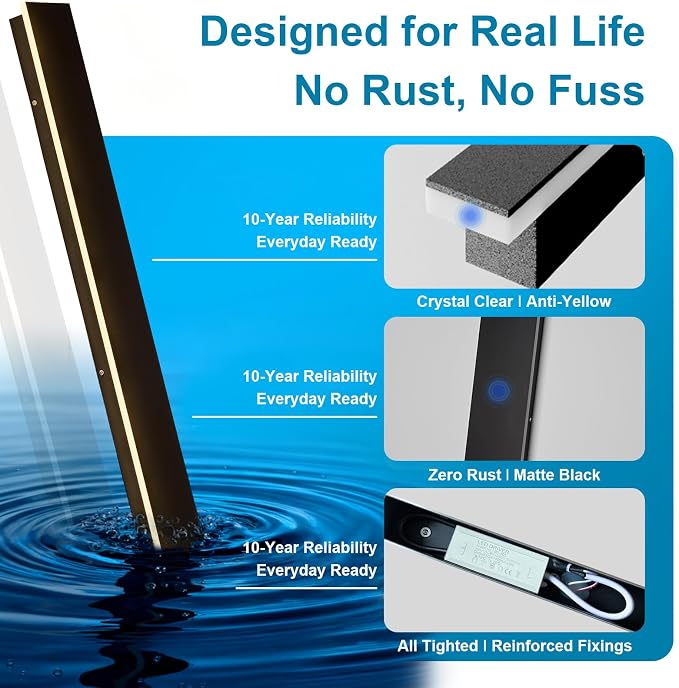 31.5inch Modern Outdoor Wall Lights, IP65 Waterproof Long Exterior Lighting Fixtures Wall Mount, Dimmable Linear Outdoor LED Wall Sconce, Outside Lights for House Garage (2700K-6500K)