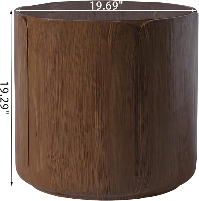 19.29" H Round Outdoor Indoor Side Table, Modern Wood Grain Patio Garden Stool, Sturdy MGO Waterproof, No-Assembly Table for Patio, Garden, Backyard, Living Room