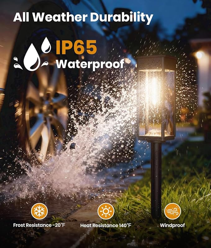 ALFIOT Solar Pathway Lights Outdoor, 4 Pack Bright Solar Lights Outdoor, IP65 Waterproof Solar Garden Lights Solar Powered Landscape Lighting for Yard Patio Walkway Driveway Pathway (Warm White)